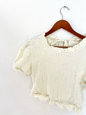 Listicle Cream Smocked Puff Sleeve Blouse